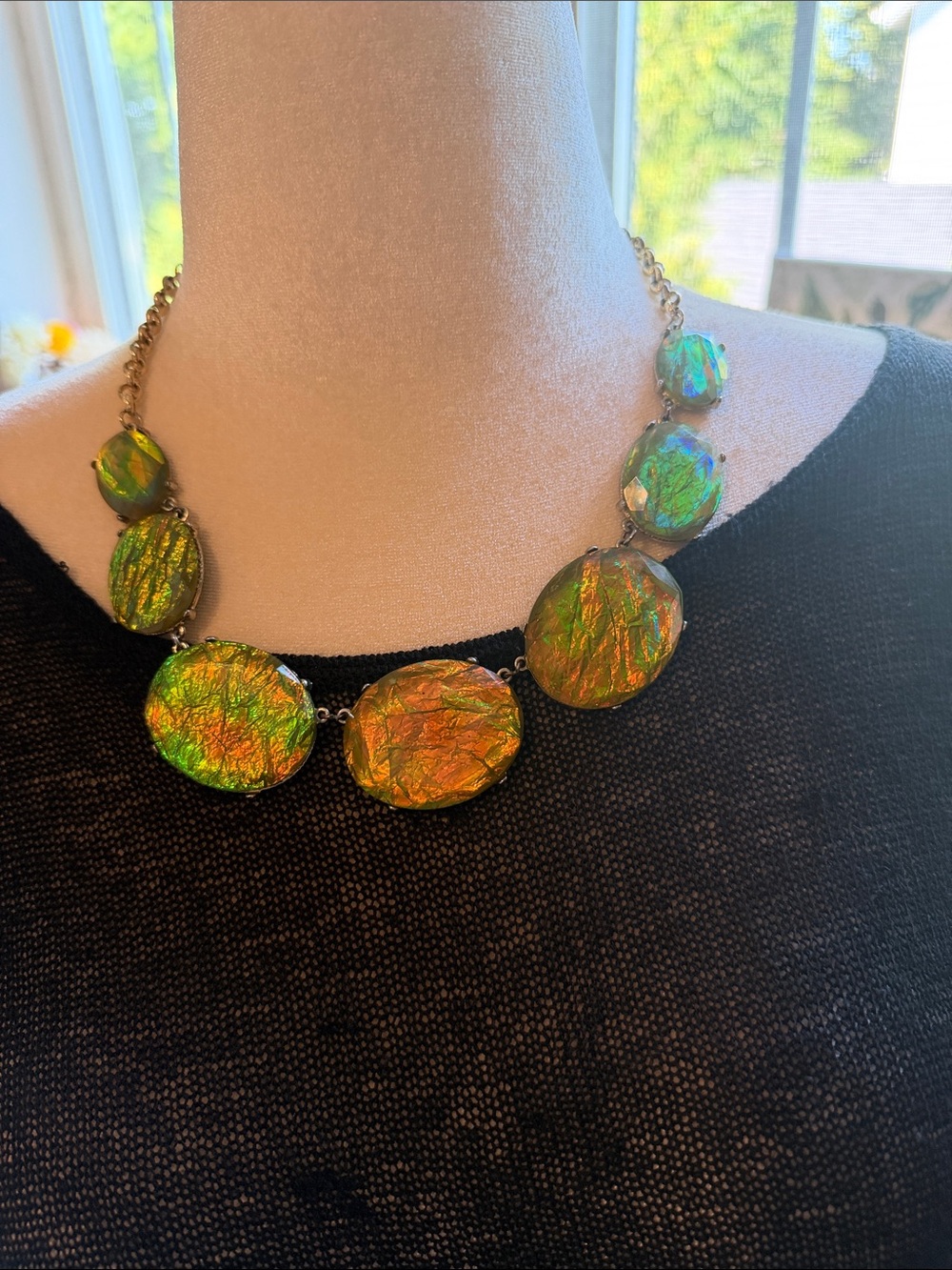 Iridescent Green Statement Necklace - Women Jewelry